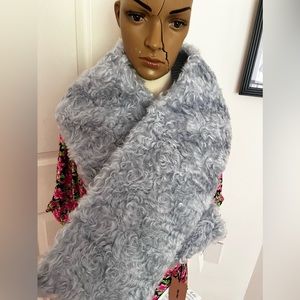 Miu Miu Reversible Mohair and Cotton Blend Faux Shearling & Wool Wrap NIB